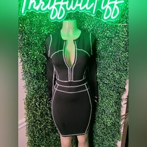 AKIRA Black and White Long Sleeve Dress